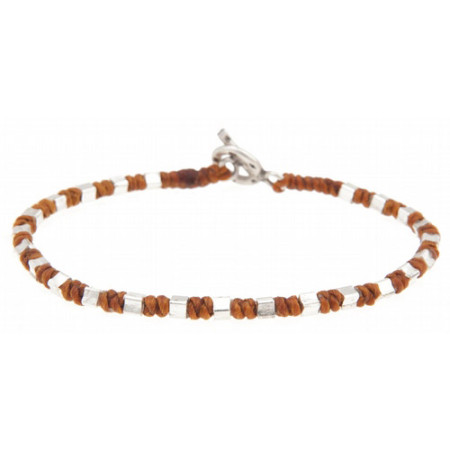 Large Square Bead Bracelet  Tan 1